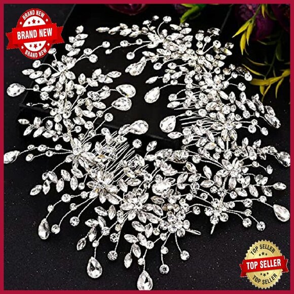Silver Rhinestone Wedding Tiara Bridal Hair Comb Accessory main image 6